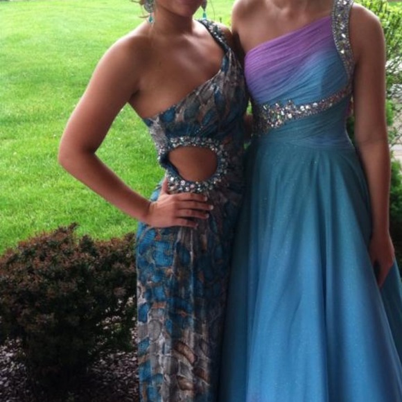 One Strap Snakeskin Prom Dress - Picture 4 of 6